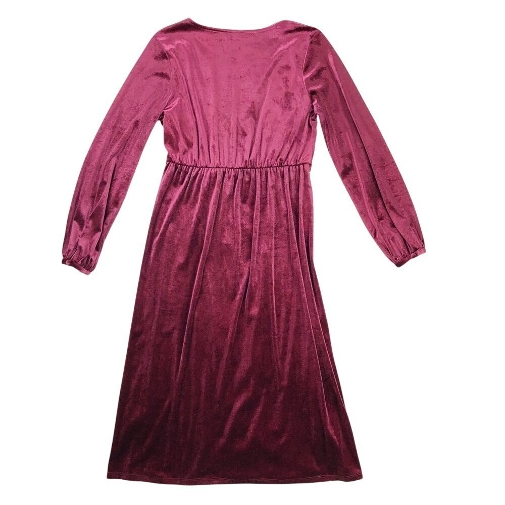 A New Day Red Velvet Twist Front Long Sleeve Dress Size XS - Picture 3 of 7